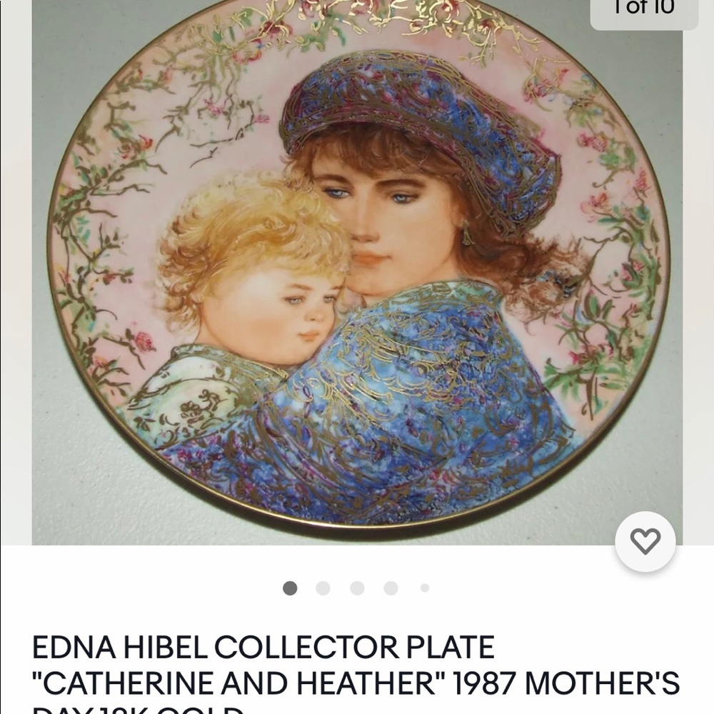 The Edna Hibel Mother’s Day plate 1987 Catherine and Heather